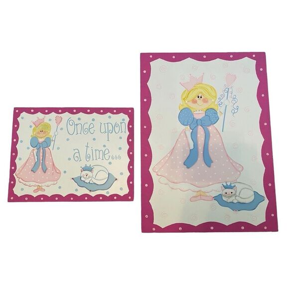 2pc Princess Painting Home Wall Decor Decoration Art Kids - Picture 1 of 13